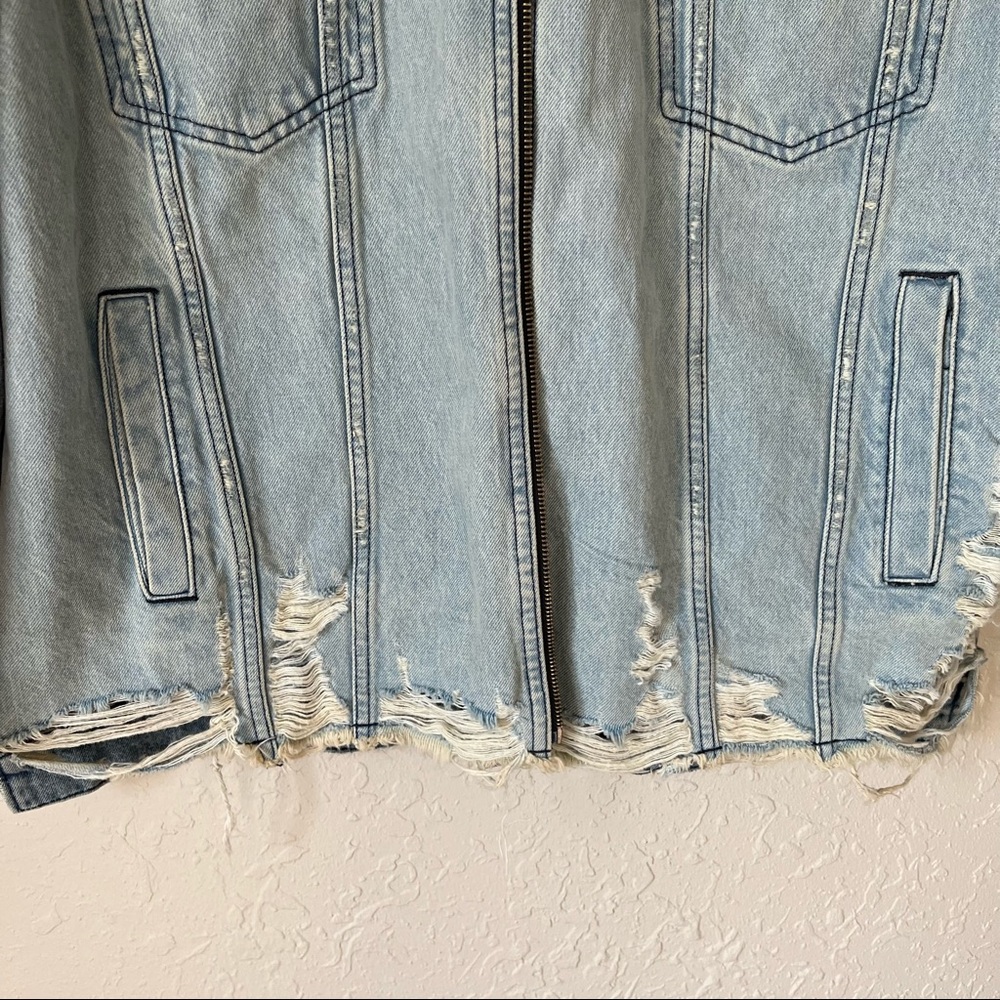 NEW Free People Denim Jacket Raw Edge Front S - Picture 7 of 15